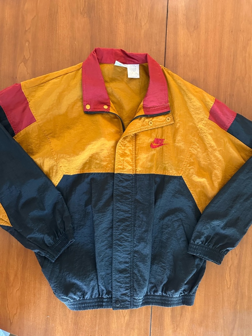Vintage 90s Nike Colorblock Windbreaker Jacket Small Red Yellow Navy Swoosh Mens